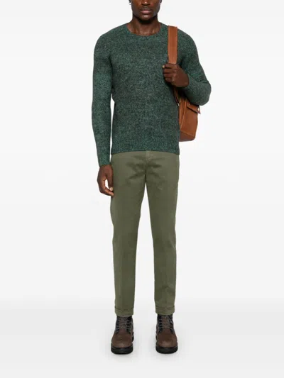 Fay Men Slim Fit Gabardine Trousers In Green