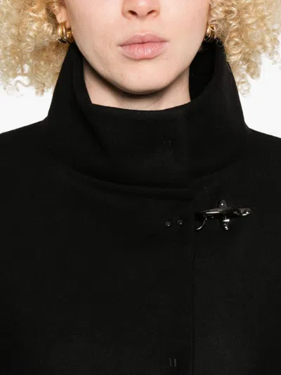 Fay Structured Black Jacket With High Collar In Black