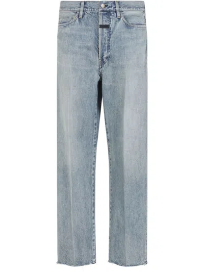 Fear Of God Five-pocket Raw Hem Straight Leg Jeans In Indigo 2