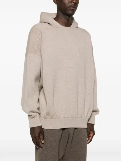 Fear Of God Virgin Wool Hooded Knit Sweater In Neutral