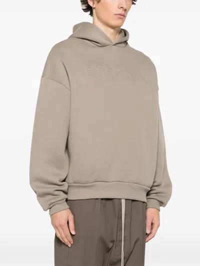 Fear Of God Oversized Hooded Sweatshirt With Ribbed Finish In Brown
