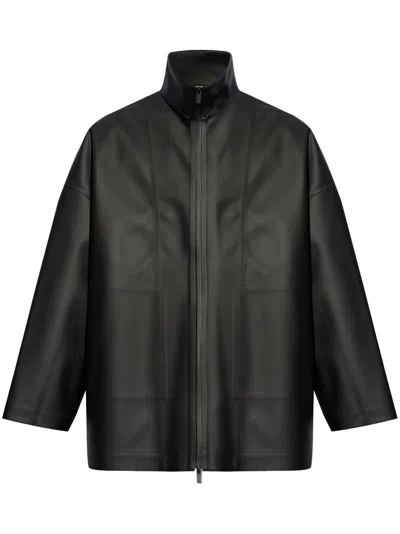 Fear Of God High-neck Faux-leather Jacket In Black