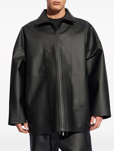 Fear Of God High-neck Faux-leather Jacket In Black