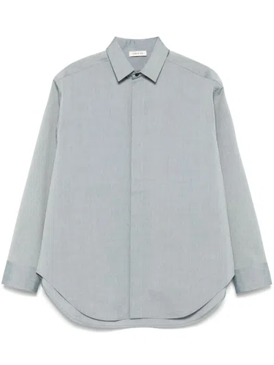 Fear Of God Melange Cotton And Wool Blend Shirt In Blue
