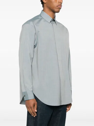 Fear Of God Melange Cotton And Wool Blend Shirt In Blue