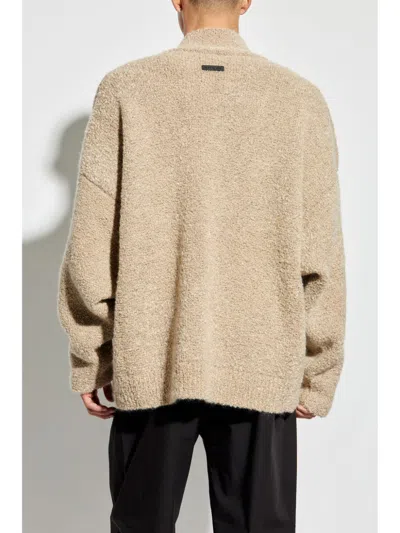 Fear Of God Textured V-neck Sweater With Ribbed Accents In Brown