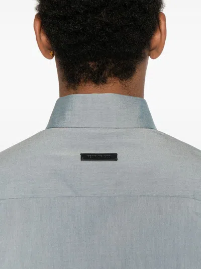 Fear Of God Melange Cotton And Wool Blend Shirt In Blue