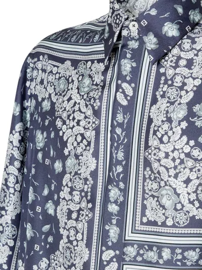 Fendi Bandana Shirt Floral Pattern In Blue
