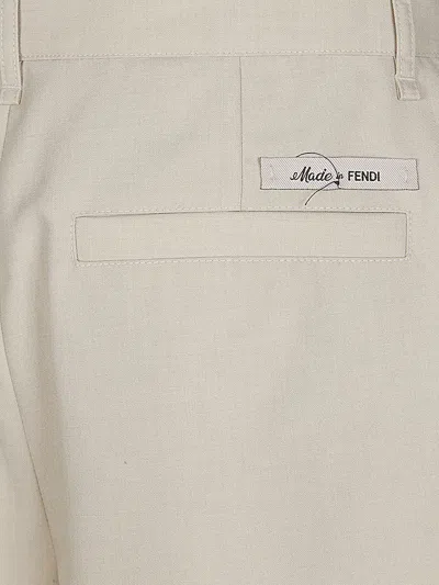 Fendi Virgin Wool Jojoba Shorts With 4 Pockets In White