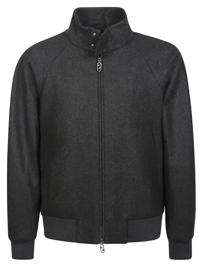 Fendi Men Bomber In Feltro In Gray