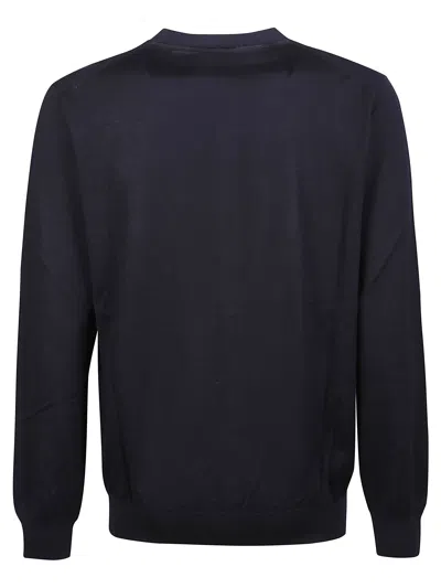 Fendi Wool Cardigan With V-neckline And Ribbed Finish In Blue