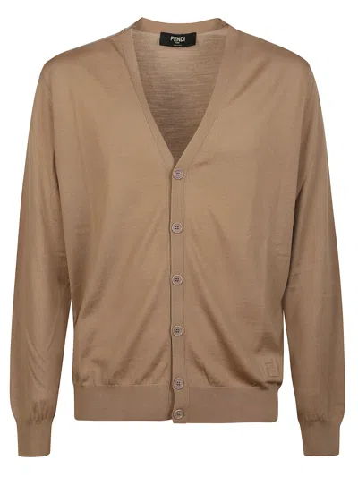 Fendi Men Cardigan In Lana In Brown