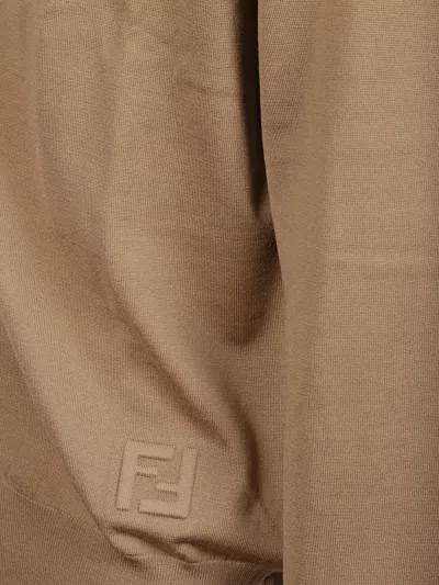 Fendi Men Cardigan In Lana In Brown