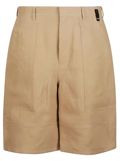 Fendi Camel Paper Bermuda Shorts In Brown