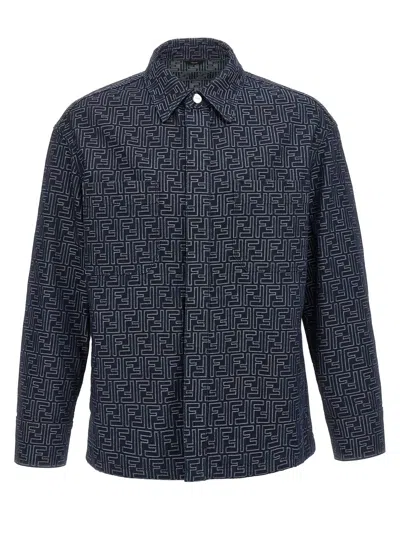 Fendi Giubbino In Denim Ricamato Uomo In Blue