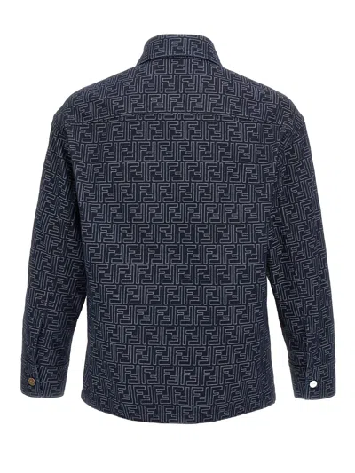 Fendi Giubbino In Denim Ricamato Uomo In Blue