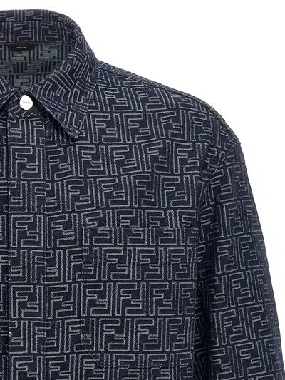 Fendi Giubbino In Denim Ricamato Uomo In Blue