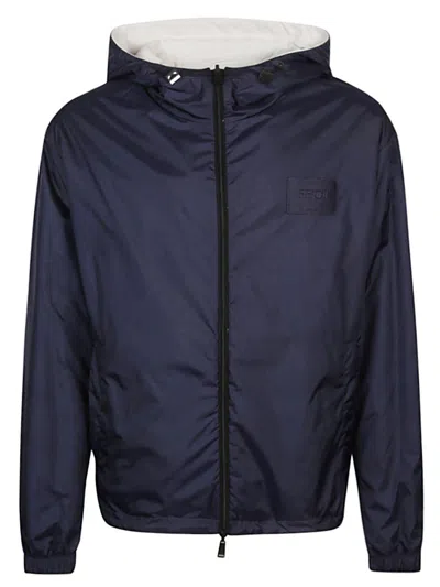 Fendi Logo-patch Reversible Jacket In White
