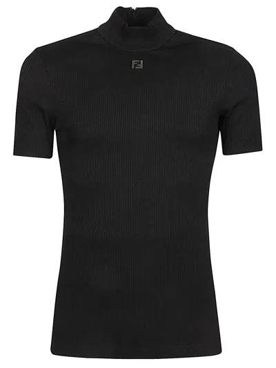 Fendi Men Logo T-shirt In Black