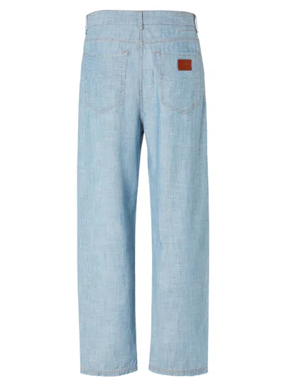Fendi Men High Waist Jeans In Blue