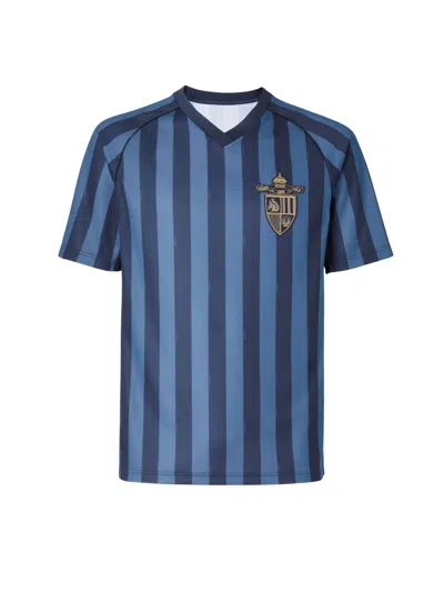 Fendi T-shirt In Blue Striped Pequin Fabric. In Blue