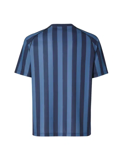 Fendi T-shirt In Blue Striped Pequin Fabric. In Blue