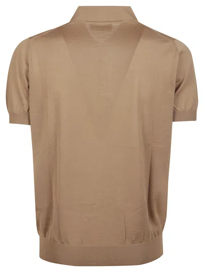 Fendi Men Polo In Lana In Brown
