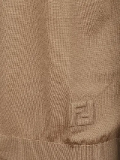 Fendi Men Polo In Lana In Brown