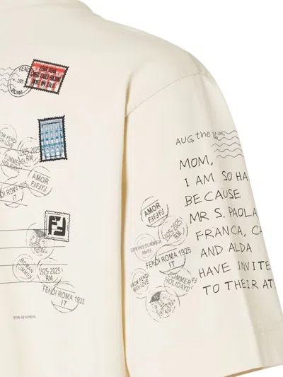Fendi Graphic Print Crew Neck T-shirt In Neutral