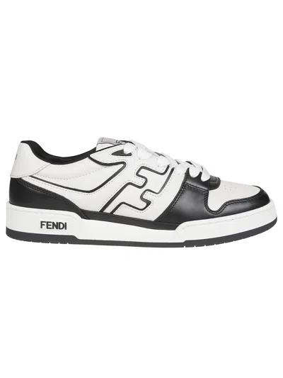 Fendi Leather Sneakers With Ff Lateral Logo In Black