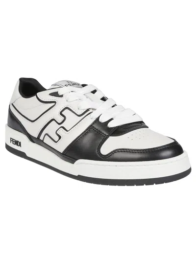Fendi Leather Sneakers With Ff Lateral Logo In Black