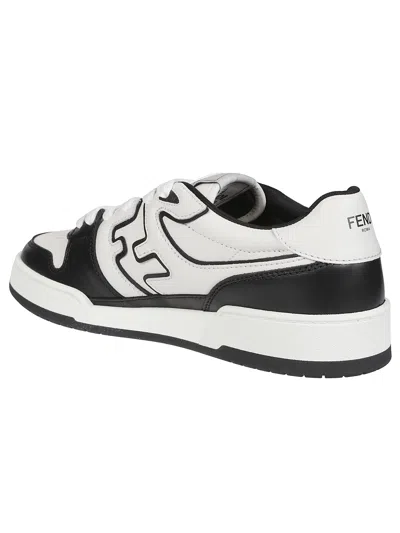 Fendi Leather Sneakers With Ff Lateral Logo In Black