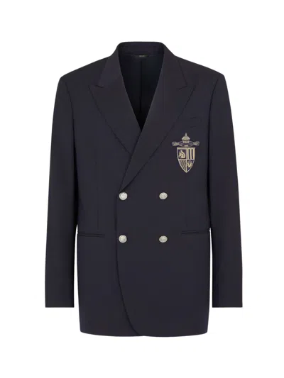 Fendi Virgin Wool Formal Jacket In Blue