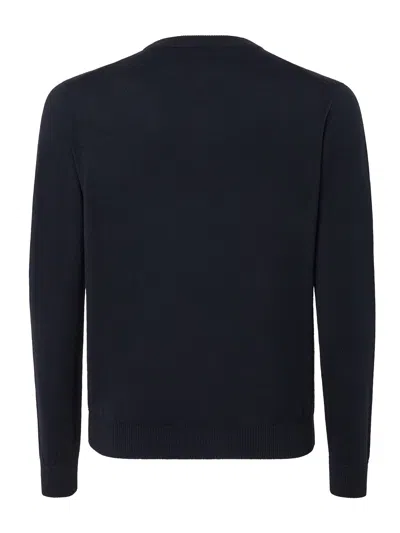 Fendi Ff Logo Wool Crewneck Sweater In Blue