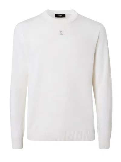 Fendi Men Wool Sweater In White