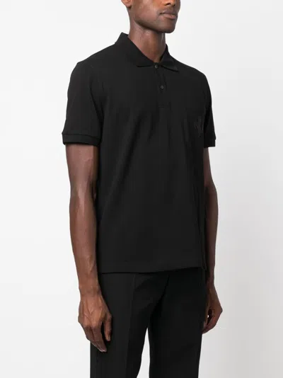Ferrari Polo Shirt With Prancing Horse Patch Logo In Black