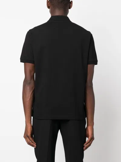 Ferrari Polo Shirt With Prancing Horse Patch Logo In Black