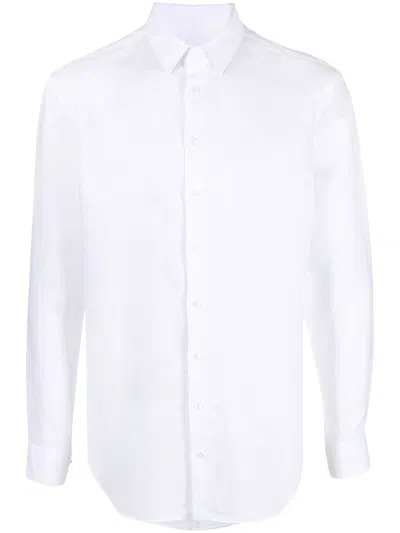 Giorgio Armani Tailored White Cotton Long Sleeve Shirt In White