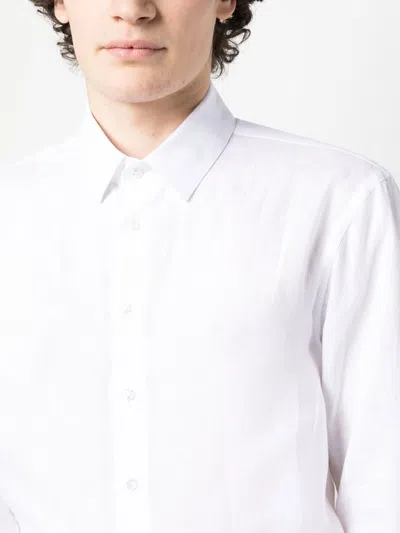 Giorgio Armani Tailored White Cotton Long Sleeve Shirt In White