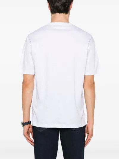 Giorgio Armani Crew Neck White T-shirt With Minimalist Logo In White