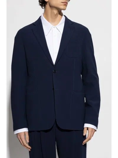 Giorgio Armani Men Wool Jacket In Blue