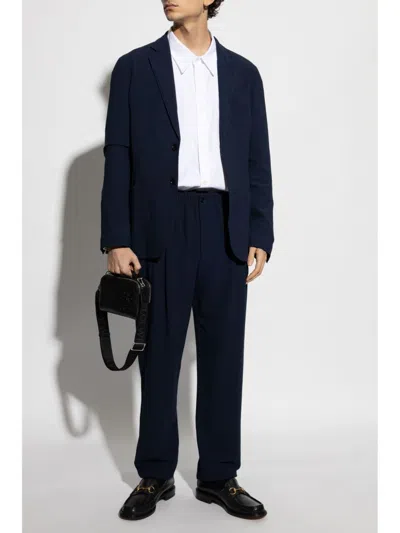 Giorgio Armani Men Wool Jacket In Blue