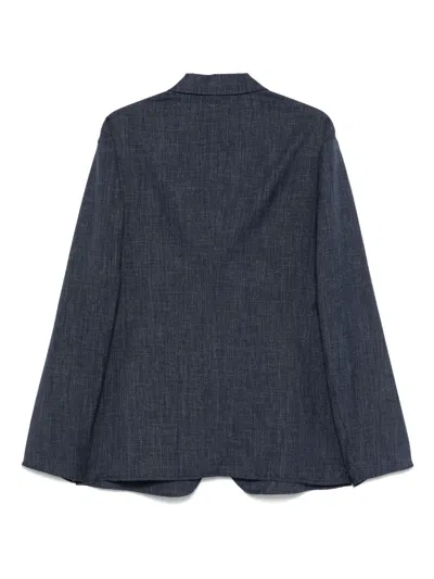 Giorgio Armani Wool Jacket With Back Vent And Patch Pockets In Blue