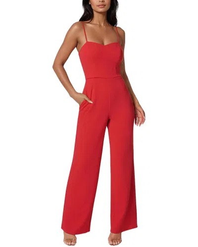 Bebe Sweetheart Neck Scuba Knit Jumpsuit In Red
