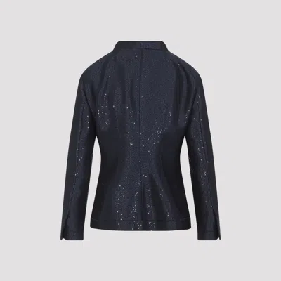 Giorgio Armani Tailored Jacket Sequin Embellishments In Blue
