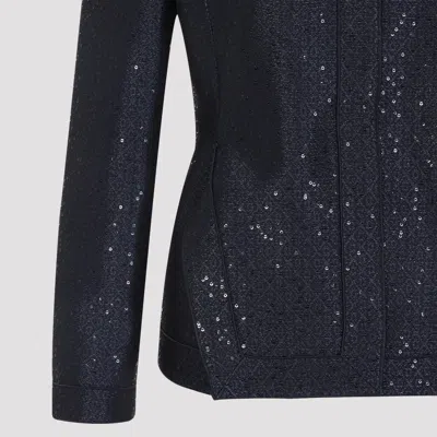 Giorgio Armani Tailored Jacket Sequin Embellishments In Blue