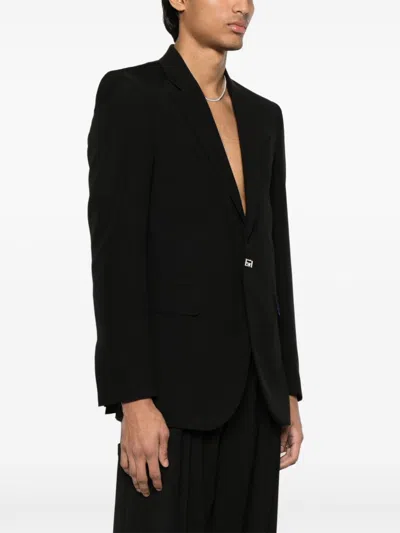 Givenchy Single Breasted `new Metal Detail` Jacket In Black