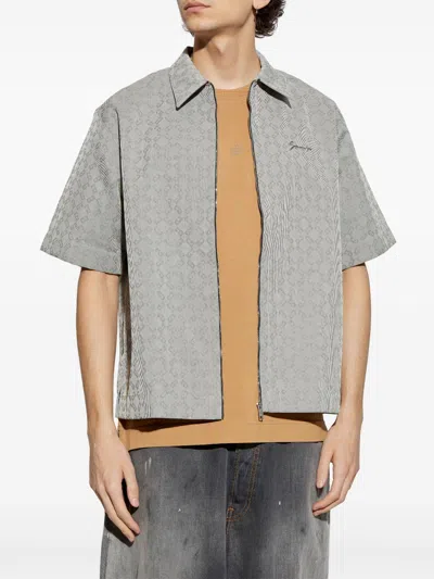 Givenchy Zipped Shirt In Monogram 72 Jacquard In Black