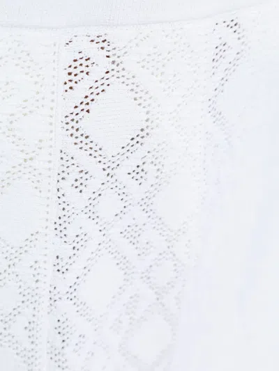Givenchy Pleated Pointelle Knit Skirt With Ribbed Waistband In White