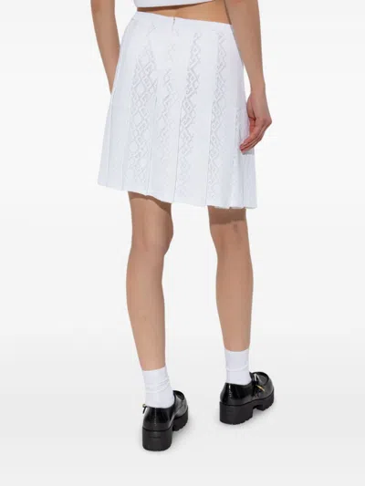 Givenchy Pleated Pointelle Knit Skirt With Ribbed Waistband In White